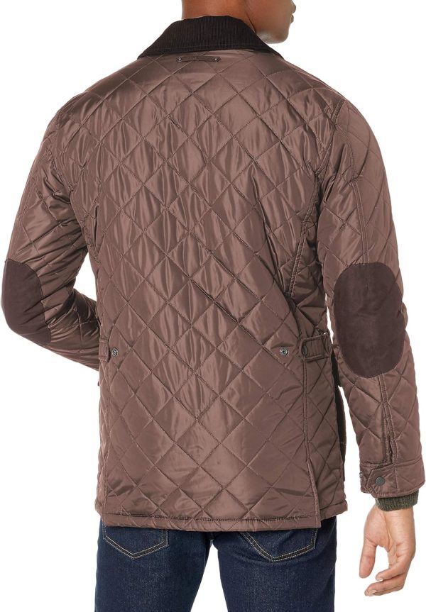 Cole Haan Men’s Quilted Nylon Barn Jacket with Corduroy Details(Wren ...