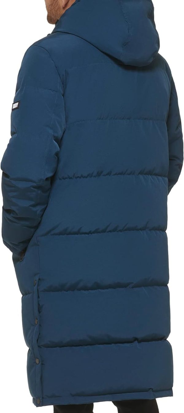 DKNY Men’s Arctic Cloth Hooded Extra Long Parka Jacket(Blue Steel ...