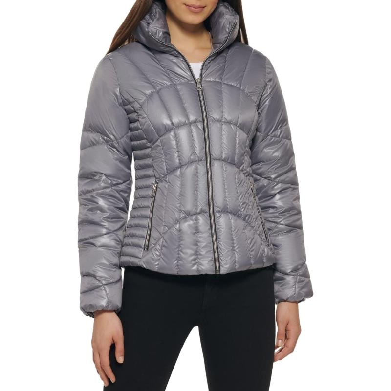 GUESS Women’s Quilted Puffer Jacket(Indigo) - The Outerwear Shop