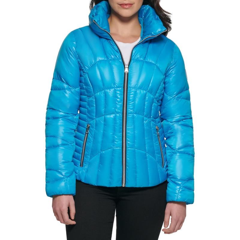 GUESS Women’s Quilted Puffer Jacket(Sky) - The Outerwear Shop