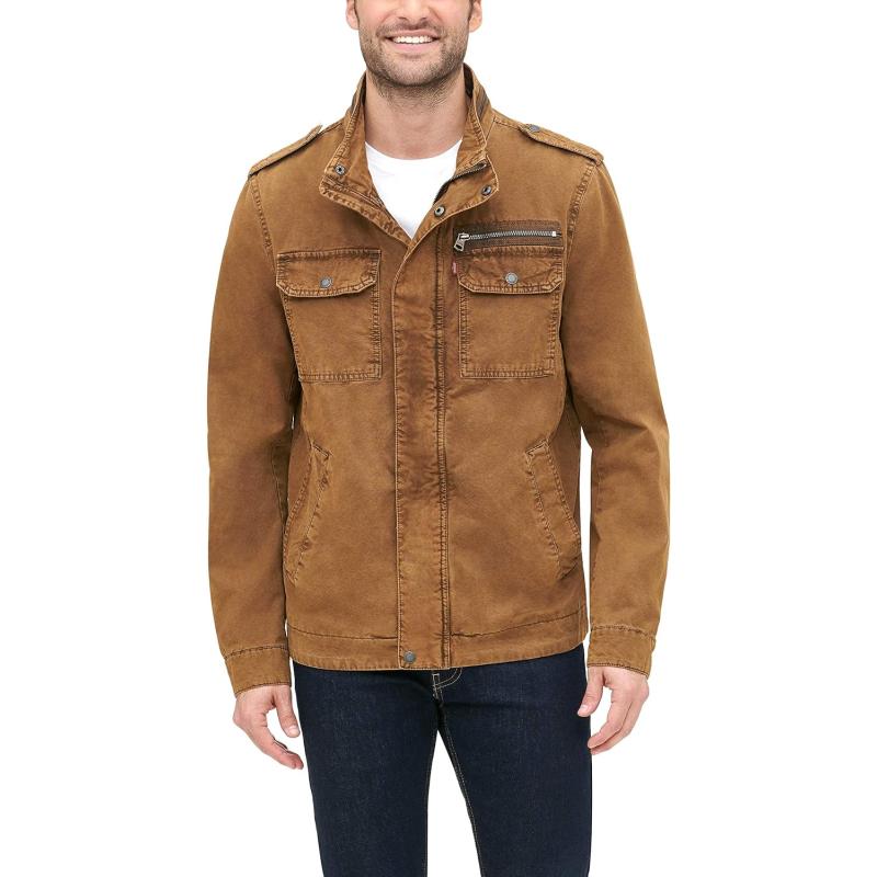 Levi’s Men’s Washed Cotton Military Jacket(Brown Unfilled) - The ...