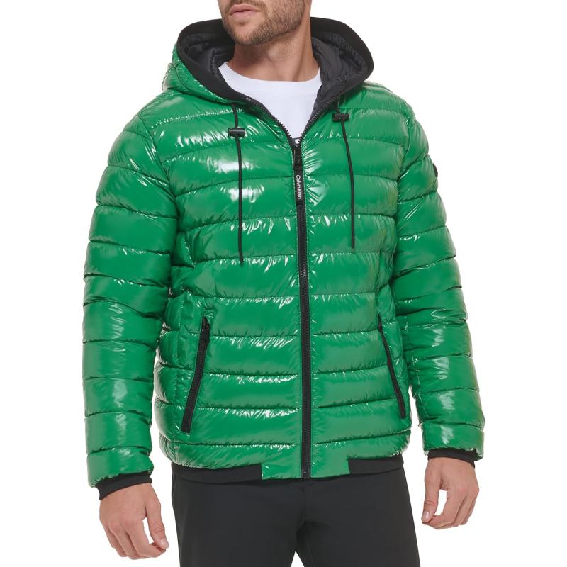 Calvin Klein Mens Hooded Super Shine Puffer Jacket(Green) - The ...