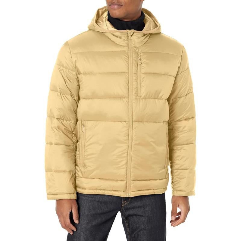 Cole Haan Men’s Hooded Nylon Puffer Jacket(Sand) - The Outerwear Shop