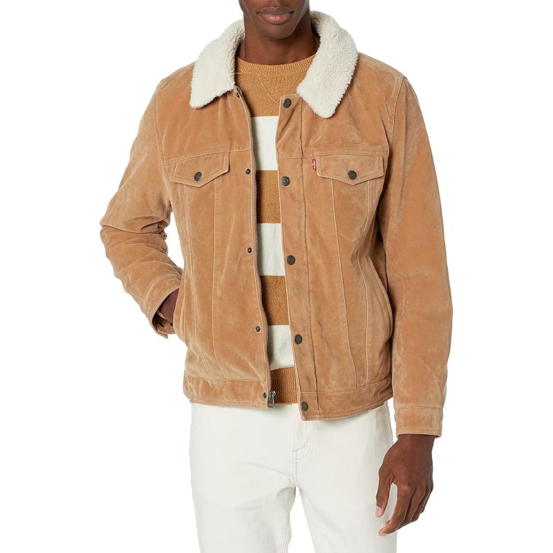 Levis Mens Faux Leather Classic Trucker Jackettan Faux Suede Sherpa The Outerwear Shop 2012