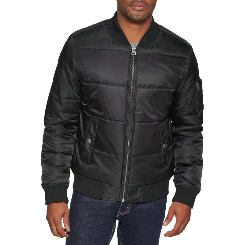 Levi’s Men’s Quilted Puffer Bomber Jacket(Black) - The Outerwear Shop